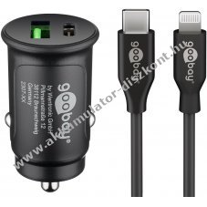 Dual USB auts gyorstlt kszlet Lightning tltfej s kbel (27 W) - A kszlet erejig!