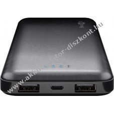 Kls vkony Akkumultormultor fthet mellnyhez, kabthoz fekete, 10000mAh 5V 2A