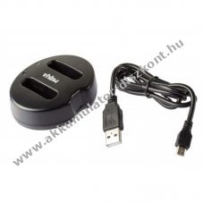 Helyettest dupla akkumultor tlt  micro-USB kbellel Olympus tpus PS-BLS1