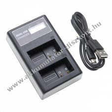 Helyettest dupla USB akkumultor tlt  kijelzvel Panasonic DMW-BLC12