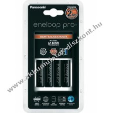 Panasonic Eneloop Pro BQ-CC55E 4 csatorns AA/AAA 2 rs gyorsakkutlt + 4db  AA ceruza Akkumultor 2500mA