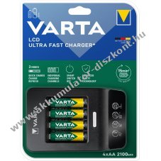 Varta Ultra Fast 15 perces Akkumultor gyorstlt + 4db AA ceruza Akkumultor 2100mAh - Kirusts!