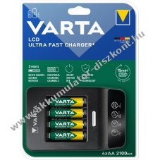 Varta Ultra Fast 15 perces Akkumultor gyorstlt + 4db AA ceruza Akkumultor 2100mAh