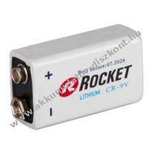 ROCKET Ultimate Lithium 6LR61 9V block elem 1200mAh 1db/csomag - Kiárusítás!