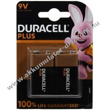 Duracell Plus Power elem MN1604 6LR61 9V-Block 2db/csom.