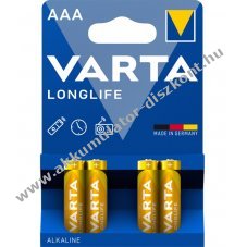 Varta alkli elem Micro (AAA / LR03) - Longlife (4103) 4db/csom. (4103101414) - Kirusts!