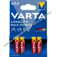 Varta Longlife Max power 4103-LR03 AAA-Micro elem 4db/csomag