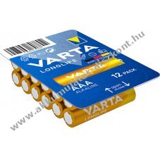 Varta Longlife R03/AAA/Micro elem 1,5V 12db/csom.