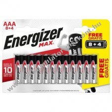 ENERGIZER MAX, AAA, mikro, E92, 8+4db/csomag