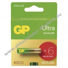 GP Ultra Alkli elem AAA, Mikro, LR03 6db/csomag