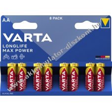 Varta LONGLIFE Max POWER LR6, AA, mignon, ceruza elem 8db/csomag