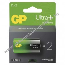 GP Ultra Plus alkli elem 4020/LR20/D/Mono/glit 2db/csomag - A kszlet erejig!