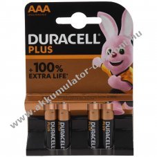 Duracell alkli elem Micro AAA LR03 1.5V Plus Extra Life Retail 4db/csomag