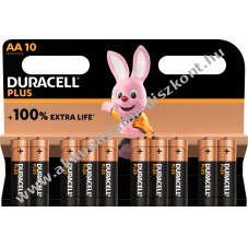 Duracell alkli ceruza elem Mignon AA LR06 1,5V Plus Extra Life 10db/csom.
