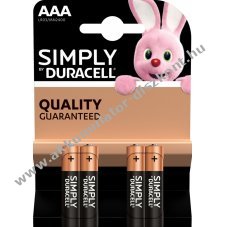 DURACELL elem Simply MN2400 LR03 AAA Micro 4db/csomag