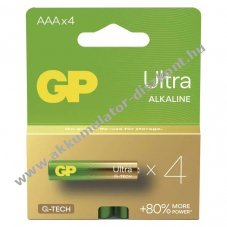 GP Ultra alkli elem, LR03, mikro, AAA 4db/csomag - A kszlet erejig!