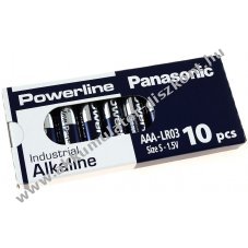 Panasonic Powerline Industrial/ipari elem alkli AAA LR03AD LR03 1,5V 10db/csom.