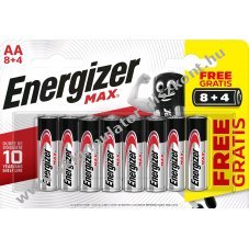 ENERGIZER MAX AA, ceruza, E91, 8+4db/csomag