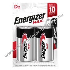 Energizer Max Alkaline Mono D LR20 g�li�t elem 2db/csomag