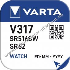 Varta gombelem, raelem V317/SR62/SR516SW 1db/csomag - Kirusts! - A kszlet erejig!