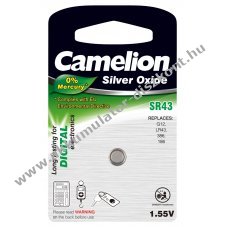 Camelion ezst-oxid gombelem SR43 / G12 / LR43 / 186 / 386 1db/csom. - A kszlet erejig!