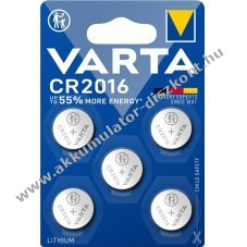 Varta lithium gombelem CR2016 5db/csom.