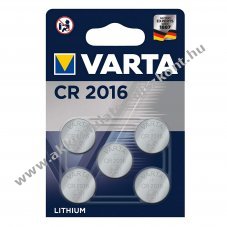 VARTA lithium gombelem CR 2016, IEC CR2016, helyettesti DL2016, 3V 5db/csom.