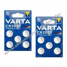 10db VARTA CR2032 DL2032 ECR2032 Lithium gombelem 2db 5db-os bliszter rkhoz, autkulcsokhoz stb.