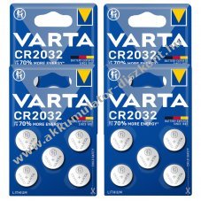 20db VARTA CR2032 DL2032 ECR2032 Lithium gombelem 4db 5db-os bliszter rkhoz, autkulcsokhoz