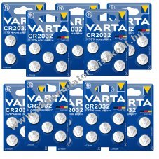 50db VARTA CR2032 DL2032 ECR2032 Lithium gombelem 10db 5db-os bliszter rkhoz, autkulcsokhoz stb.