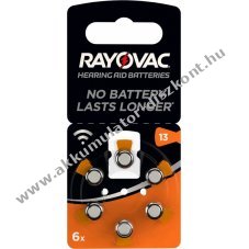 Rayovac hallkszlk elem tpus v13 6db/csom.