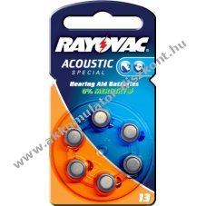 Rayovac Acoustic Special hallkszlk elem tpus DA13 6db/csom.