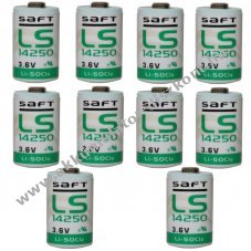 10db Saft lithium elem  LS14250 1/2AA 3,6Volt