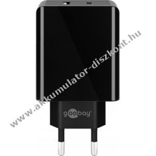 Goobay USB/USB-C gyorstöltő, 28W, fekete - Kiárusítás! - A készlet erejéig!