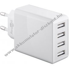 Goobay 4 USB-A portos telefon gyorstlt, 30W, fehr