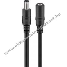 5.5mm x 2.5mm-es DC hosszabbt kbel, fekete, 10m