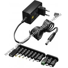 Univerzlis hlzati tpegysg 3V - 12V 1.5A, max. 18W, 11 adapterrel USB is