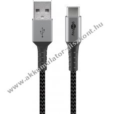 Goobay USB-C kbel, szvetborts, 50cm, szrke 60W - Kirusts! - A kszlet erejig!