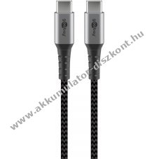 Goobay USB-C - USB-C kbel, szvetborts, 50cm, szrke 60W - Kirusts!