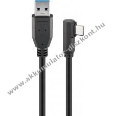 Goobay USB-C tlt s adatkbel, 90 fokban hajltott fejjel, fekete, 50cm - Kirusts!