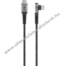 USB-C kbel fm fejjel, szvetbortssal, 90 fokos fejjel