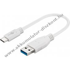 USB-C - USB A 3.0 kbel, fehr, 20cm - A kszlet erejig!