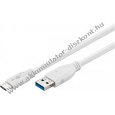USB-A 3.0 kbel > USB-C kbel, 15W, fehr, 50cm - A kszlet erejig!