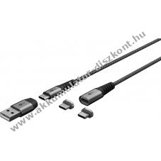 2in1 mgneses USB szvetkbel, 1m, 60W - A kszlet erejig!