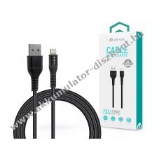 Devia USB - Lightning USB tlt- s adatkbel, 2m, fekete