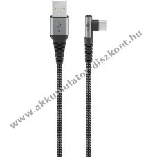 USB-C kbel szvet bortssal, 90 fokos fejjel, 50cm