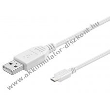 Goobay USB kábel 2.0 micro USB csatlakozóval 3m fehér (dupla szigetelés)