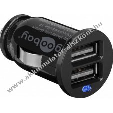 Goobay auts USB mini adapter gyorstlt 12-24V 2db USB fekete (2,4A)