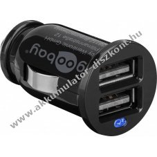 Goobay auts USB mini adapter gyorstlt 12-24V 2db USB fekete (2,4A) - Kirusts!