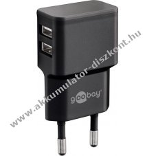 Goobay hlzati usb tlt 2 x USB aljzat 2,4A fekete